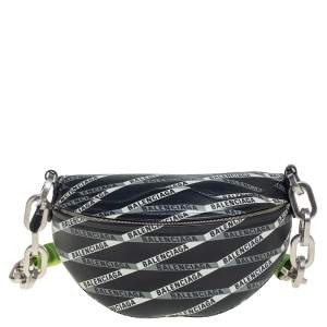 Balenciaga Black/White Leather XS Souvenir Bike Chain Bag
