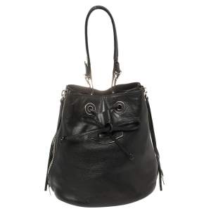 Pre Owned Balenciaga Black Soft Leather Papier Plate Bucket Bag
