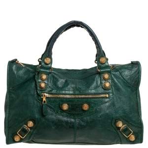 Pre Owned Balenciaga Pommier Lambskin Leather GGH Work Tote