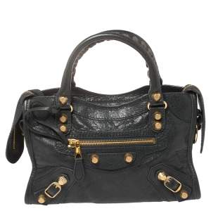 Pre Owned Balenciaga  Anthracite Leather Mini Classic City Bag