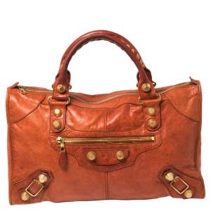 Pre Owned Balenciaga Burnt Orange Leather GGH Work Tote