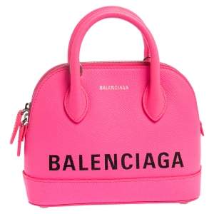 Pre Owned Balenciaga Neon Pink Leather XXS Ville Satchel