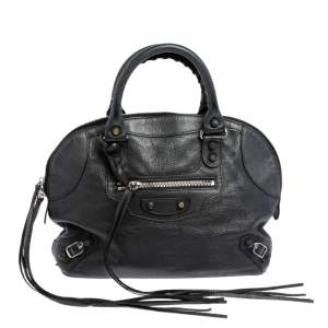 Pre Owned Balenciaga Black Leather Classic RH Bowler Satchel