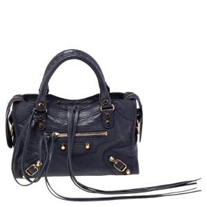 Pre Owned  Balenciaga Dark Knight Leather Mini Classic Metallic Edge City Bag