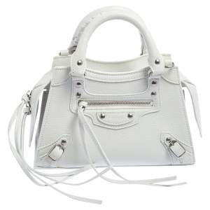 مملوكة مسبقًا حقيبة يد توتس بالنسياغا ميني نيو كلاسيك جلد أبيض