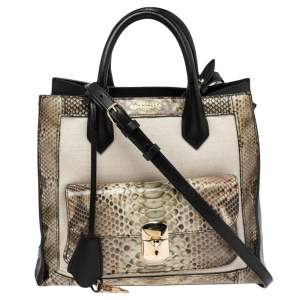 Balenciaga Multicolor Python and Leather Padlock All Afternoon Tote