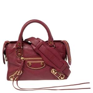 Pre Owned Balenciaga Cassis Leather Mini Classic City Bag