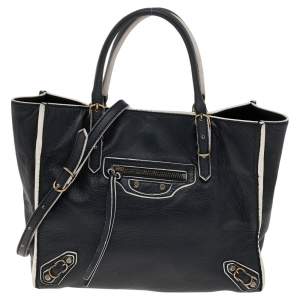 Pre Owned حقيبة يد بالنسياغا  ماغنت بابييه A4 أبيض/ أسود