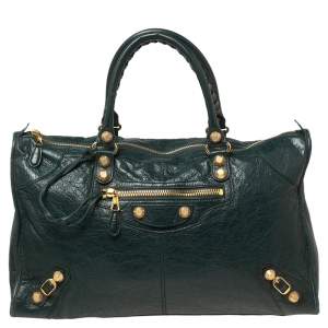 Pre Owned حقيبة بالنسياغا جاينت 21 وورك جلد خروف أخضر 