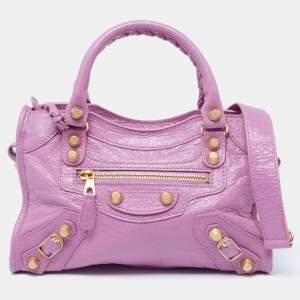 Pre Owned Balenciaga Pink Leather Mini Classic City Bag