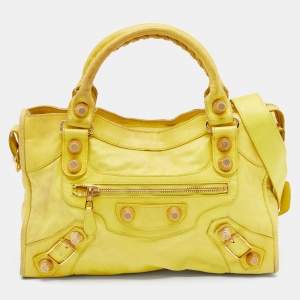 Pre Owned Balenciaga Yellow Leather GGH Classic City Tote