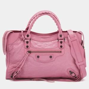 Pre Owned Balenciaga Pink Leather RH Classic City Tote