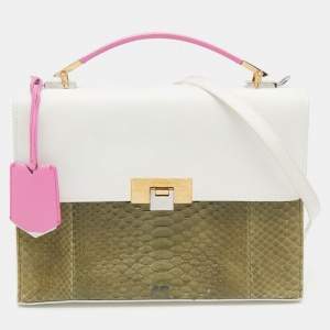 Pre Owned Balenciaga Multicolor Leather and Python Le Dix Cartable Top Handle Bag