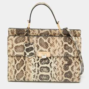 Pre Owned Balenciaga Beige Python Le Dix Cartable Top Handle Bag