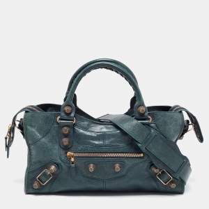 Pre Owned Balenciaga Teal Green Leather GGH Part Time Tote
