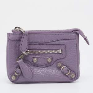 Pre Owned Balenciaga Lilac Leather Classic Porte Monnaie Zippy Coin Purse