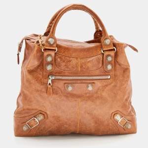 مملوكة مسبقًا حقيبة مستندات بالنسياغا غيانت 21 هاردوار أس جي أتش بريف جلد بني 