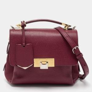 Pre Owned Balenciaga  Burgundy Leather  Le Dix Top Handle Bag