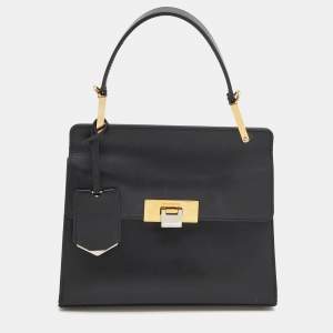 Pre Owned Balenciaga Black Leather Le Dix Cartable Top Handle Bag