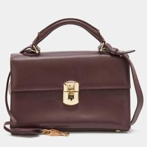 Pre Owned Balenciaga Burgundy Leather Top Handle Bag