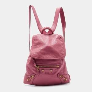 Balenciaga Rose Hortensia Leather Giant 12 Gold Classic Traveller Backpack