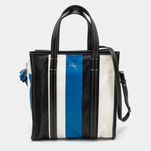 مملوكة مسبقًا Balenciaga Tricolor Striped Leather Small Bazar Shopper Tote