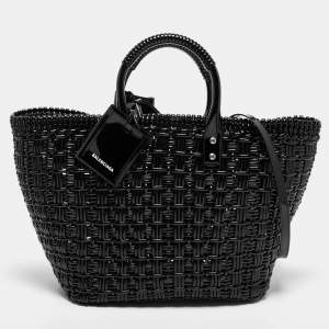 مملوكة مسبقًا Balenciaga Black Varnished Faux Leather Bistro Basket Tote