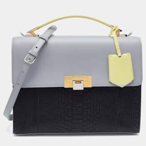 Pre Owned Balenciaga Multicolor Python and Leather Le Dix Cartable Top Handle Bag