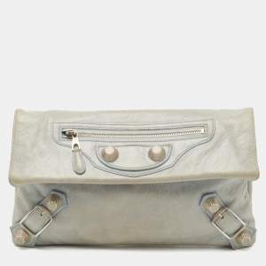 Balenciaga Light Blue Leather SGH Envelope Clutch