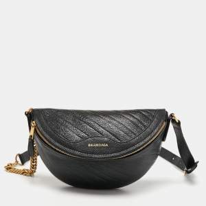 Balenciaga Black Leather Souvenir Belt Bag