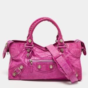Pre Owned Balenciaga Magenta Leather GSH Classic City Bag