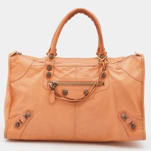 Balenciaga Light Orange Leather Giant 21 Gold Hardware Work Tote