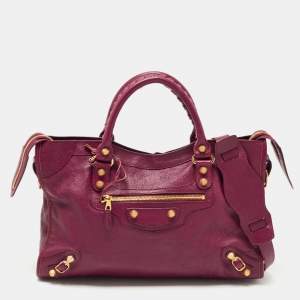 Pre Owned Balenciaga Burgundy Leather RGH Classic City Tote