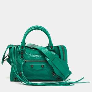Balenciaga Green Leather Mini RH Classic City Bag