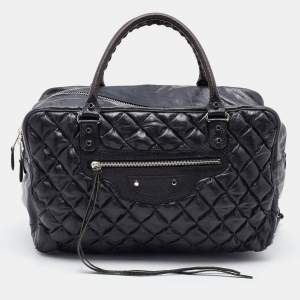 Pre Owned Balenciaga Black Quilted Chevre Leather Matelassé GM Bag