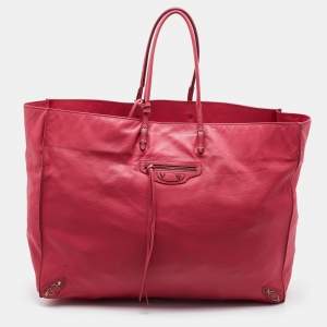 Pre Owned Balenciaga Rouge Grenade Leather Papier A3 Tote