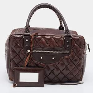 Balenciaga Brown Quilted Matelassé Leather MM Bag