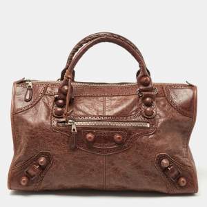 Pre Owned Balenciaga Brown Brogue Leather Work Tote