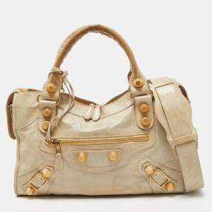 مملوكة مسبقًا Balenciaga Argent Leather Giant 21 Gold Motorcycle City Bag