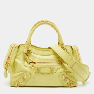 Balenciaga Light Green Leather Mini Classic City Tote