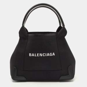مملوكة مسبقًا Balenciaga Black/White Canvas and Leather XS Cabas Tote