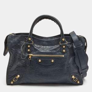 مملوكة مسبقًا Balenciaga Dark Blue Leather RGH City Tote