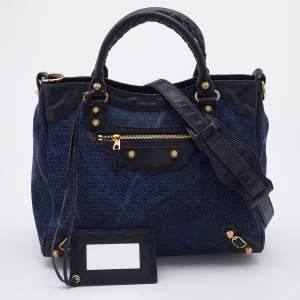 Pre Owned Balenciaga Blue Canvas and Leather RH Velo Bag