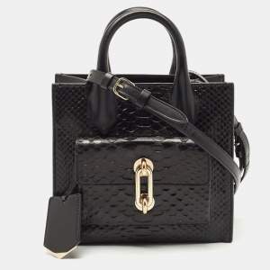 Pre Owned Balenciaga Black Python and Leather Mini Maillon All Afternoon Tote