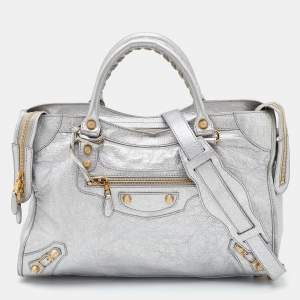 Pre Owned Balenciaga Gris Aluminum Leather RGH City Tote