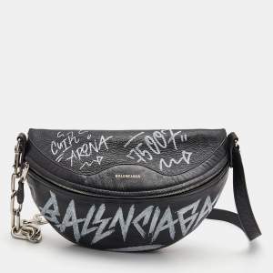 Balenciaga Black Leather Souvenir Belt Bag