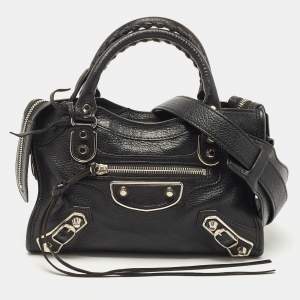 Balenciaga Black Leather Classic Mini City Tote