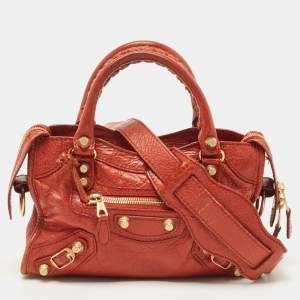 Balenciaga Rust Orange Leather Mini RGH City Bag
