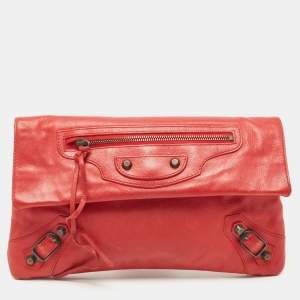 مملوكة مسبقًا Balenciaga Orange Leather Classic Envelope Clutch