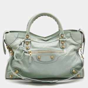 مملوكة مسبقًا Balenciaga Light Green Leather RH City Bag